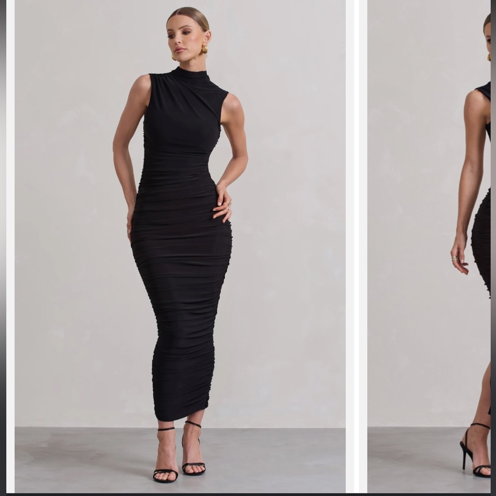 NWOT Bailey 44 Jersey Vintage y2k Draped Mock Slip Fitted Ruched Bodycon Dress M